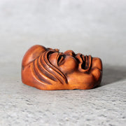 Japanese Carved Boxwood Mask Netsuke Buaku Kyogen Signed Jiro NW2729
