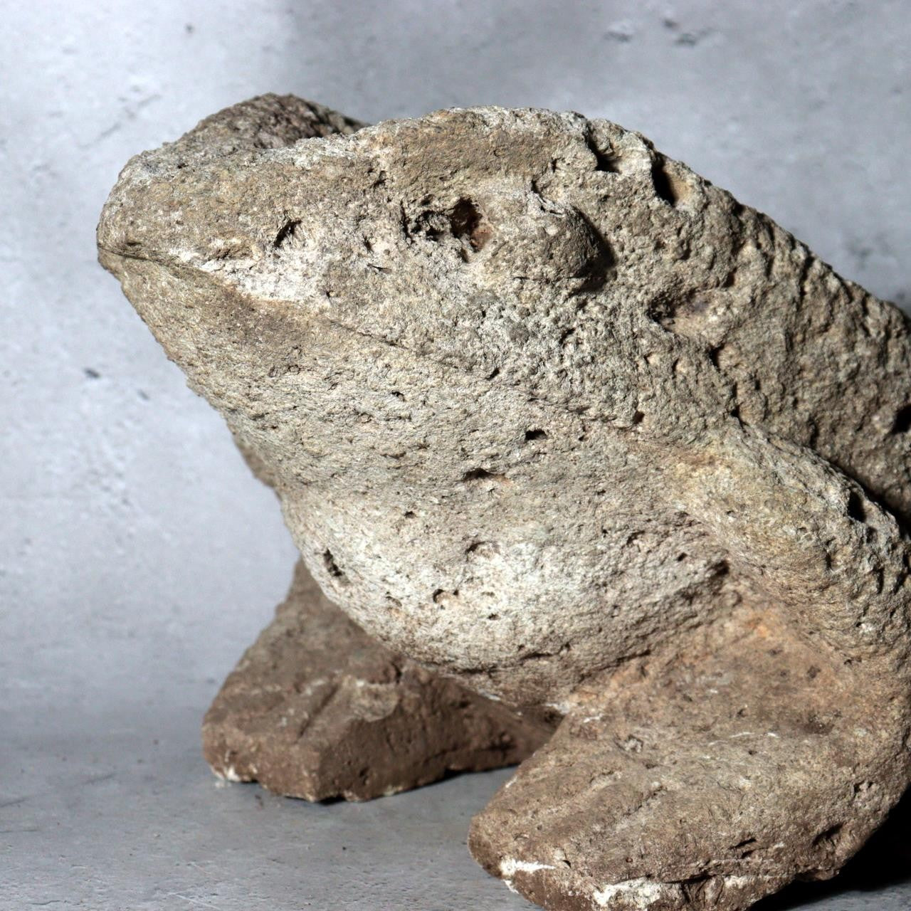 Japanese Carved Porous Stone Frog Sculpture Garden Ornament BT25614