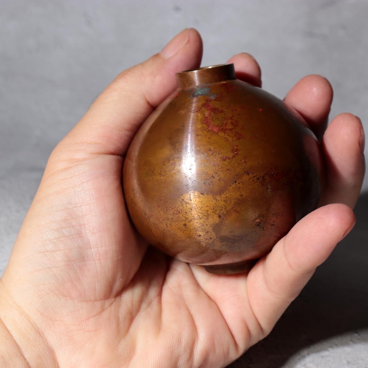 Japanese Yamagata Cast Bronze Mini Flower Vase Yoshihisa Hasegawa Ichirinzashi3