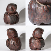 Vintage Japanese Natural Wood Root Carving Owl Figure Okimono WO6657