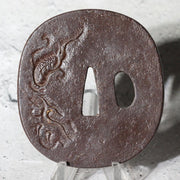 High-Class Antique Japanese Samurai Sword Tsuba Satsuma School Dragon Gold Inlay3