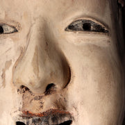 Japanese Antique Wooden Mask Female Woman Noh Kagura Style & Brocade Bag MSK52611