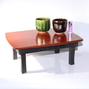 Japanese Vintage Folding Low Table Chabudai Wood Brown Black Compact 43cm WO5240