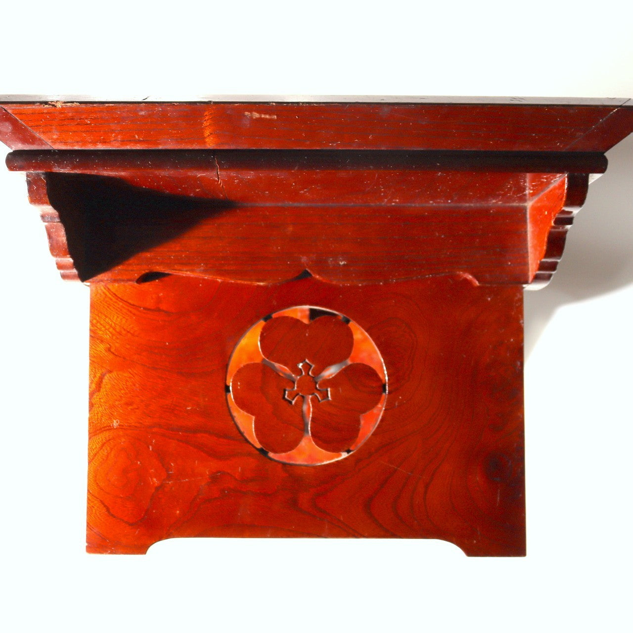 Japanese Antique Wood Foldable Low Desk Table Mitsuba Aoi Crest Kyozukue WO5472