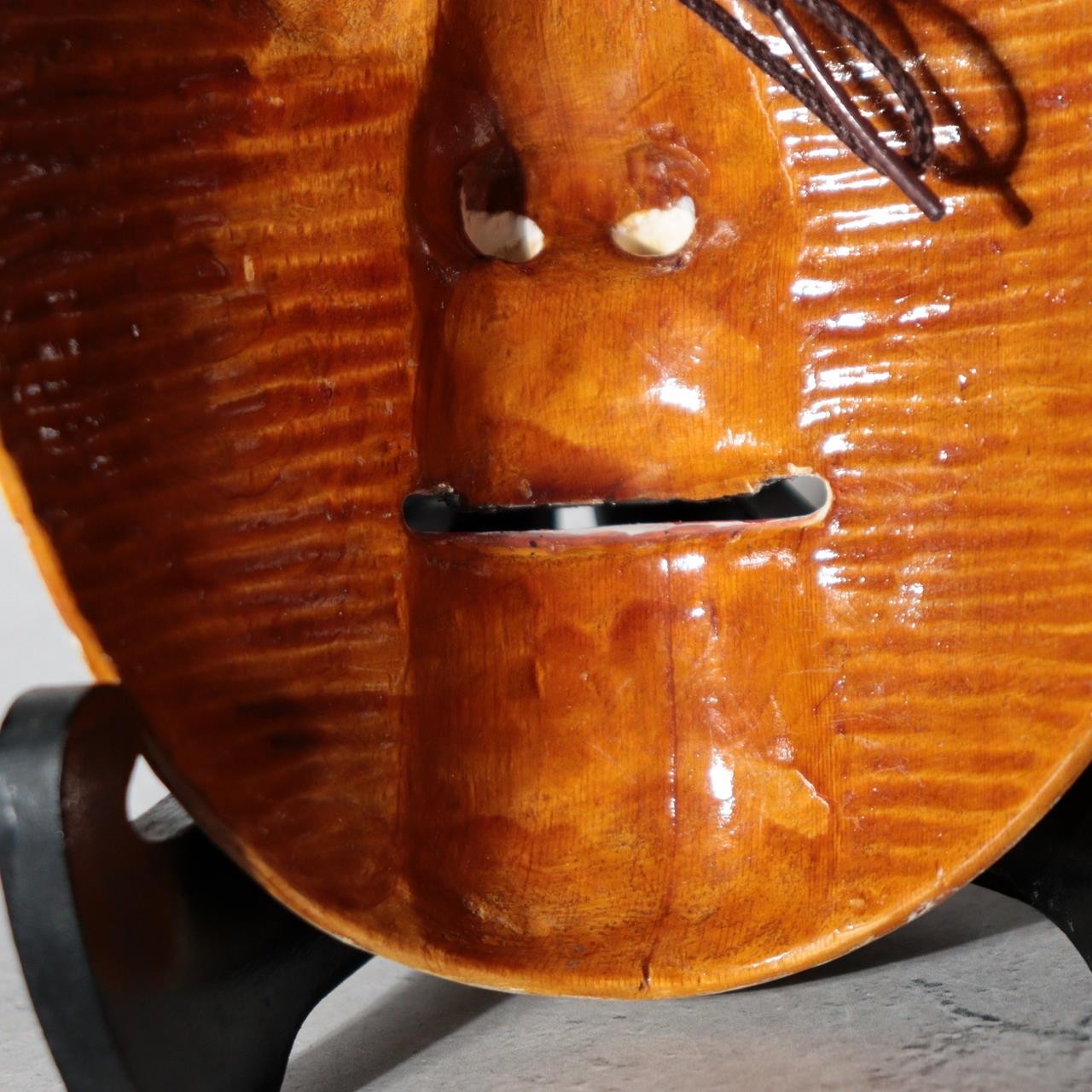 Japanese Carved Wooden Noh Mask Fushikizo Zonna with Bag MSK54711