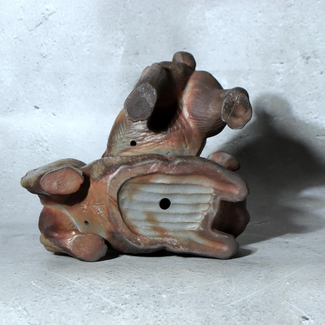Japanese Bizen Ware Ceramic Dog Figurine Kimura Toho Toseien PCP3094