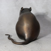 Vintage Japanese Bronze Rat Figurine - Nezumi by Seisai - Signed Tomobako 1.4kg7