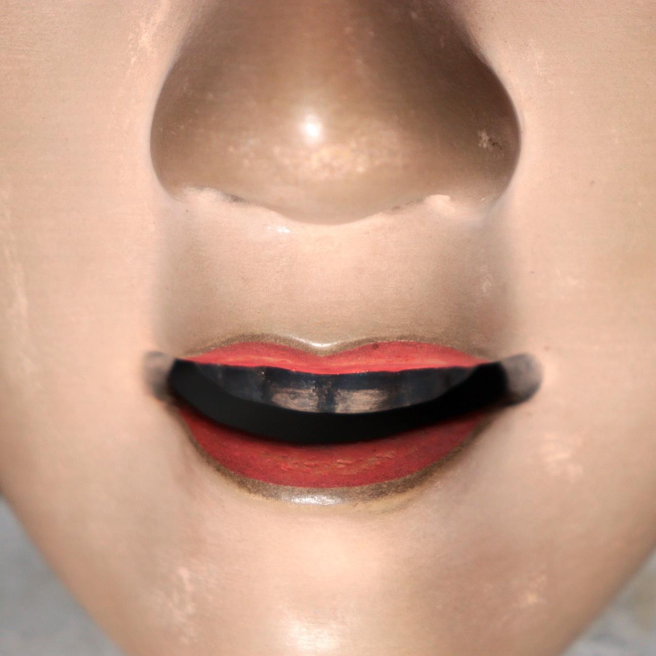 Japanese Carved Wooden Noh Mask Young Woman Antique Finish with Bag MSK54912