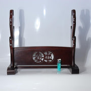 Japanese Wooden Katana Stand - Triple Rack 3-Tier - Tsuba Sukashi Openwork2