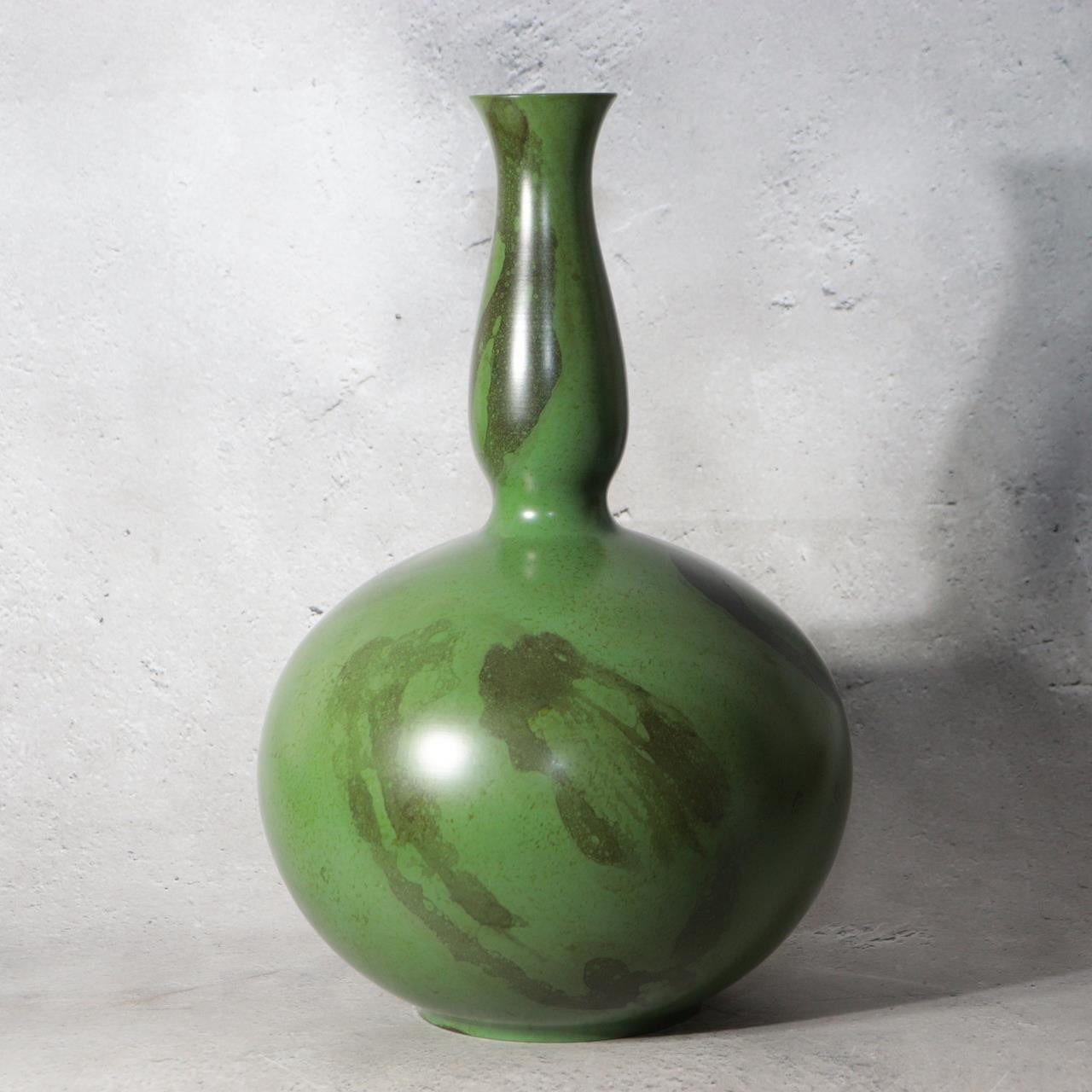 Japanese Takaoka Cast Bronze Gourd Vase Keisuke Tomobako BV7837
