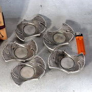 Vintage Japanese Cast Tin Chataku Tea Saucers ginkgo leaves Okajima Set of 52