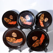 Set of 5 Japanese Lacquer Plates Juganji Temple Maki-e Gold Urushi Serving Set10
