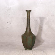 Vintage Japanese Bronze Bud Vase Faceted Hexagon Small Rare Mini Size Zen BV7206