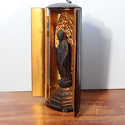 Antique Japanese Wood-Carved Standing Amida Nyorai Buddha Statue with Portable3