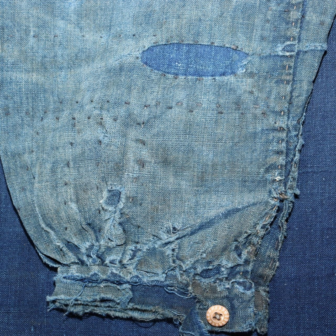Antique Japanese Boro Noragi Hanten Jacket Sashiko Indigo Patchwork Rugged BRKW111