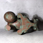 Vintage Japanese Cast Bronze Shishi Lion Statue Tama-tori Guardian Dog 4.2kg4