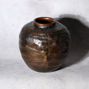 Japanese Mottled Purple Bronze Vase Hanshidou Artisan Signed 16.5cm BV7354
