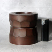 Vintage Japanese Bronze Ikebana Vase Okubo Yuko Shobisai Two-Piece0