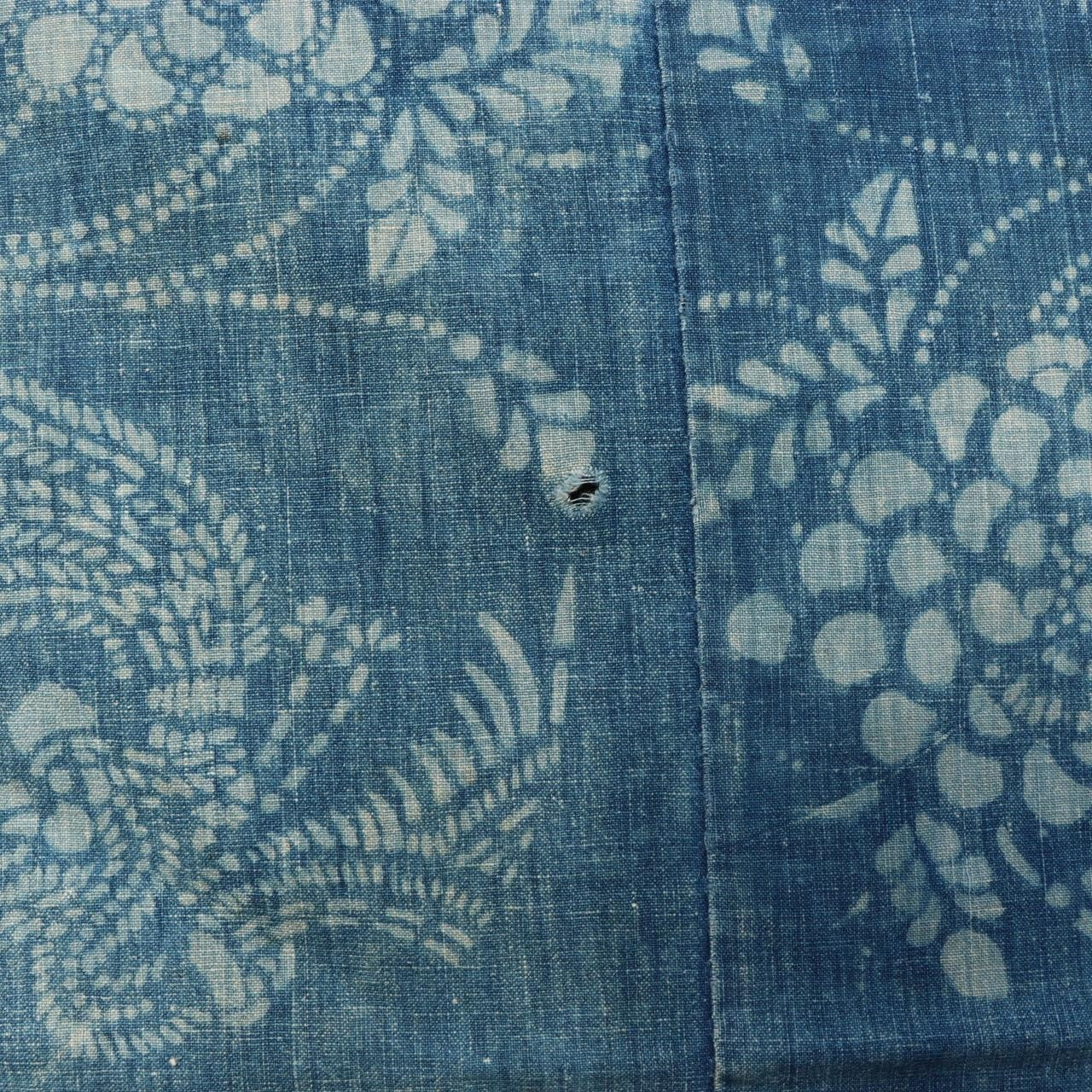 Antique Japanese Boro Indigo Cotton Cloth Katazome Phoenix Motif Futon Cover8