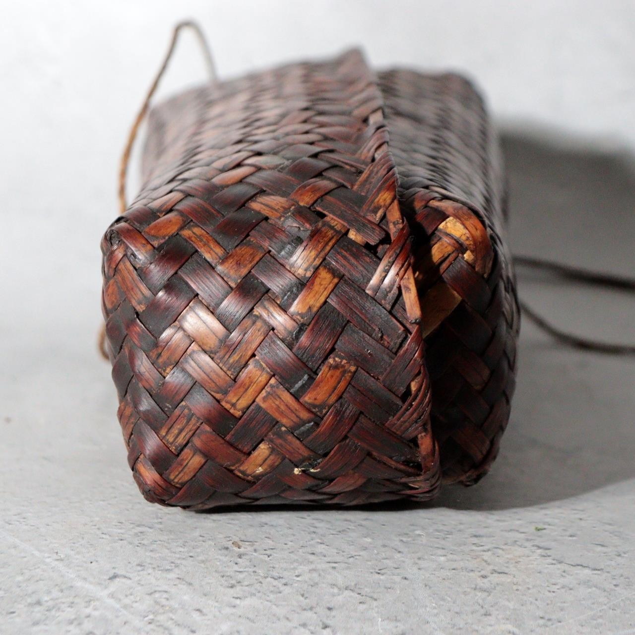 Japanese Vintage Antique Mingei Bamboo Basket & Ikkanbari-style Tea Caddy Set8