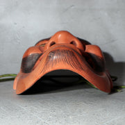 Japanese Wooden Noh Mask Hisomi Demon Male Nagahara Koin Silk Bag MSK5428