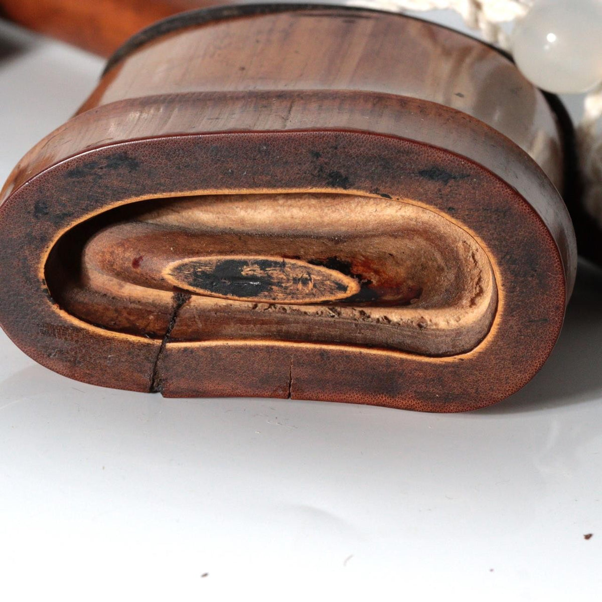 Antique Japanese Meiji Bamboo Kiseru Pipe Case Tobacco Container Chigiri Repair13