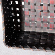 Vintage Japanese Bamboo Woven Rectangular Box Two-Tone Basketry12