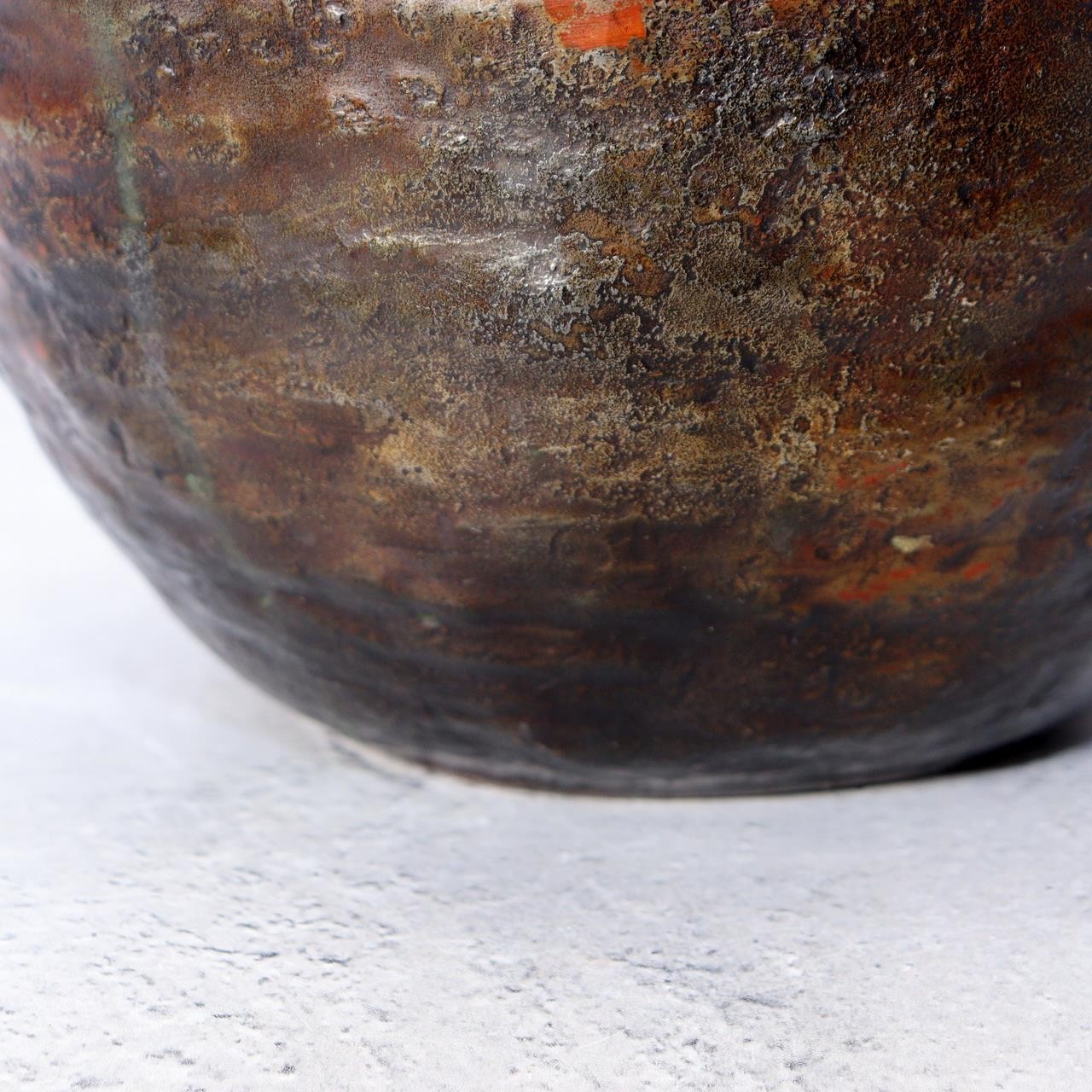 Japanese Mottled Purple Bronze Vase Hanshidou Artisan Signed 16.5cm BV73514
