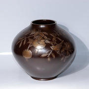 Japanese Bronze Vase by Yoshino Takeji & Takano Shizan Pomegranate Bird Design20