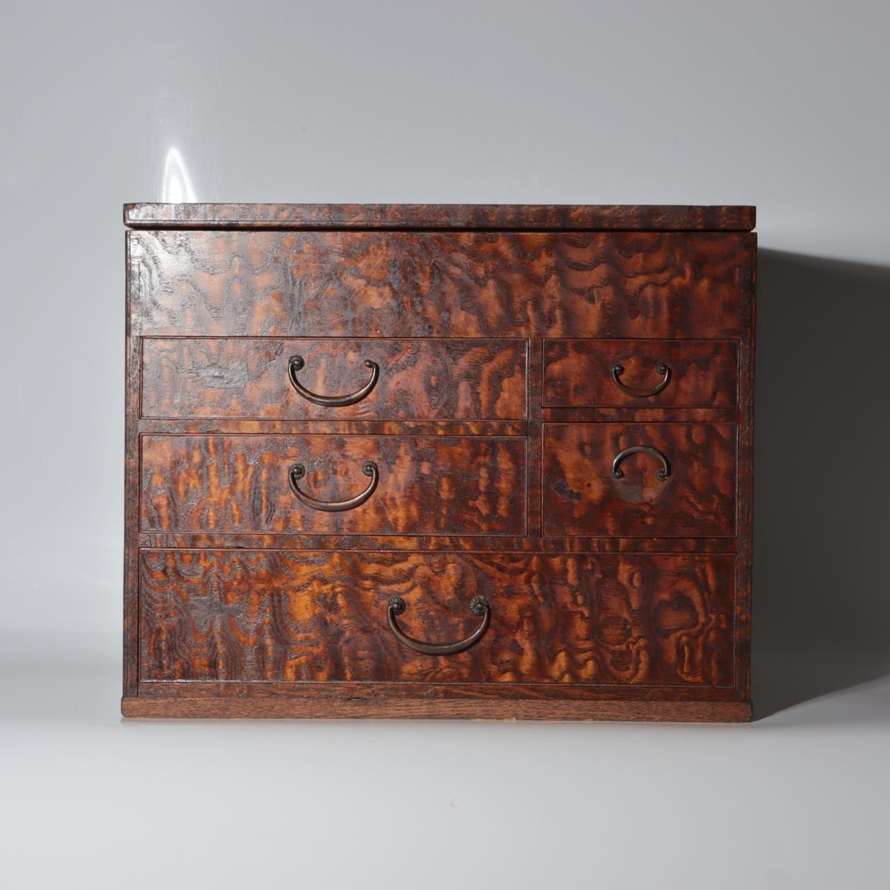 Vintage Japanese Tamo Wood Haribako Sewing Box Figured Grain WO6191