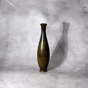 Vintage Japanese Bronze Vase  Slender Silhouette Vivid Verdigris Patina BV7488