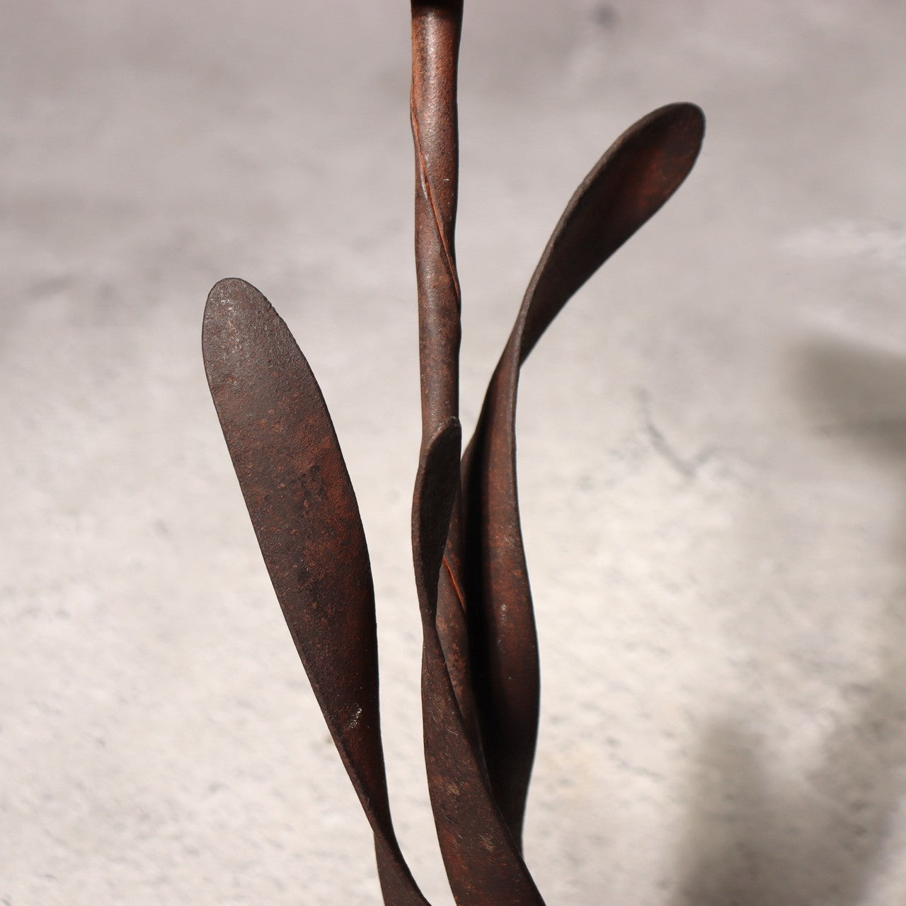 Japanese Antique Candle Stand Teshoku Iron Copper Narcissus Flower Rustic BV71715