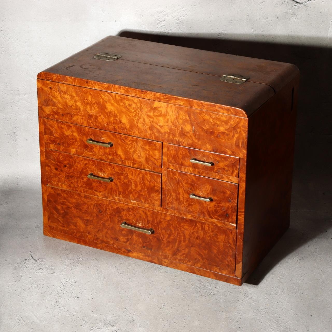 Japanese Vintage Wooden 3-Drawer Mini Tansu Hari-bako Sewing Box Organizer 31.5c0