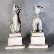 Vintage Japanese Plaster Toyokawa Inari Fox Statues Pair Torii Gate Shinto9
