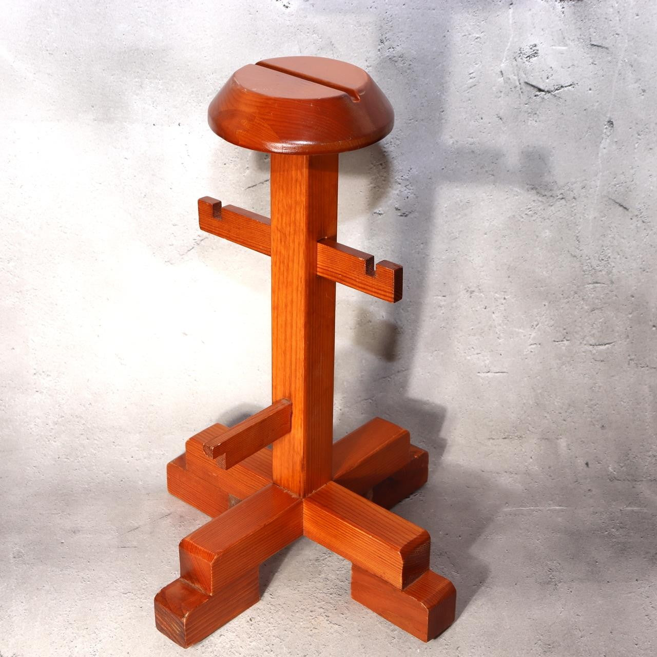 Vintage Japanese Wooden Kabuto Samurai Helmet Display Stand Armor Base WO5400