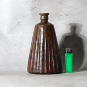 Antique Edo Tanba Ware Shinogi Ribbed Stoneware Flower Vase Bakumatsu Japan1