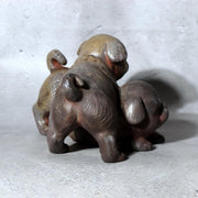 Japanese Bizen Ware Ceramic Dog Figurine Kimura Toho Toseien PCP3093