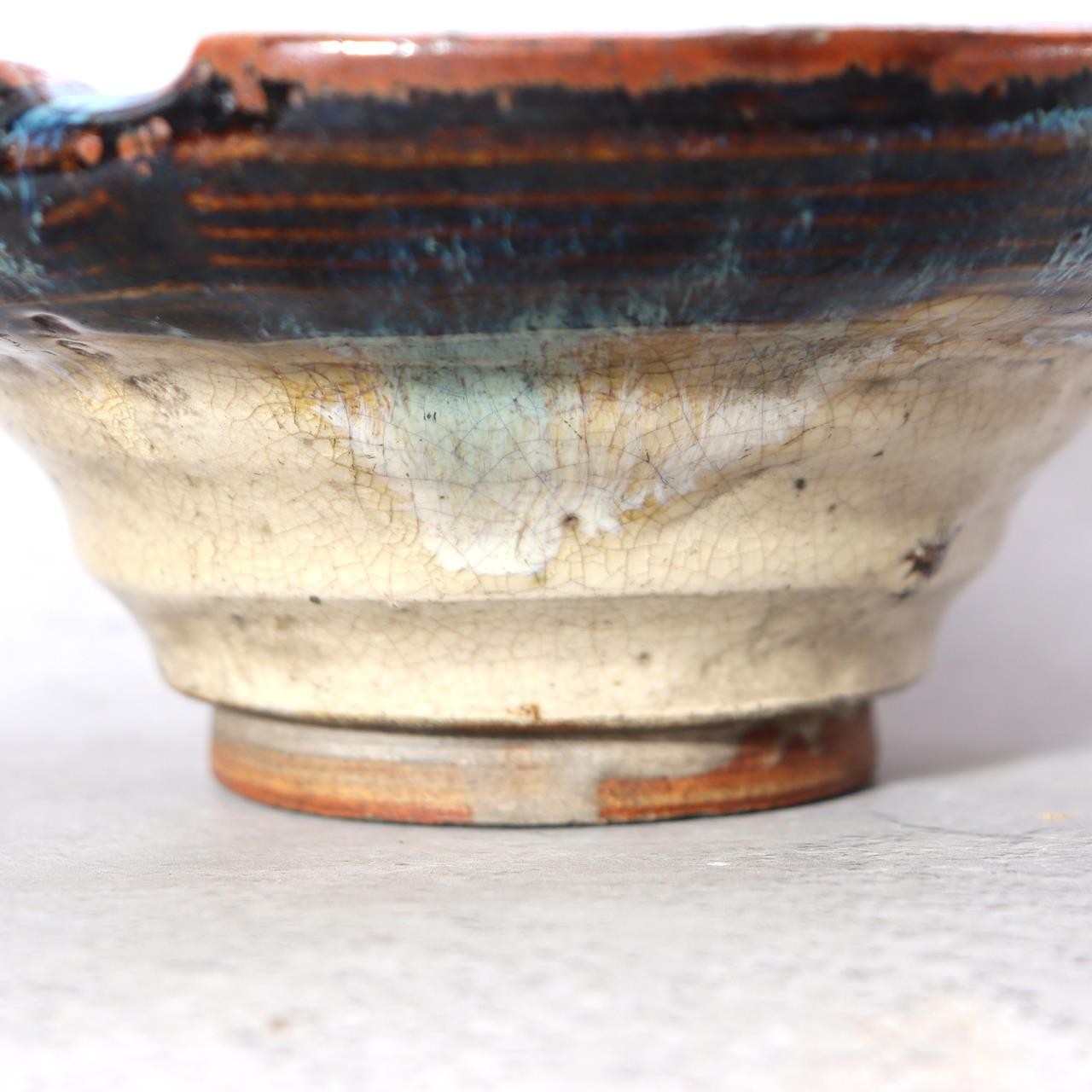 Japanese Antique Ceramic Bowl Wooden Box Kyushu-style Kiln-Effect Glaze Bowl16
