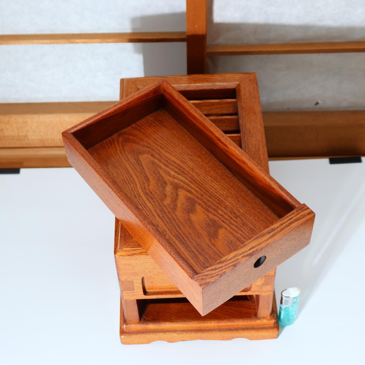 Japanese Wooden Saisen-bako Offering Box - Traditional Woodcraft 30cm WO5709