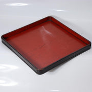 Antique Japanese Aizu Lacquer Square Wooden Serving Tray Set of 2 WO6073