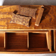 Fine Japanese Haribako - Rare "Tamamoku" Burl & Tiger Grain Wood Sewing Box11