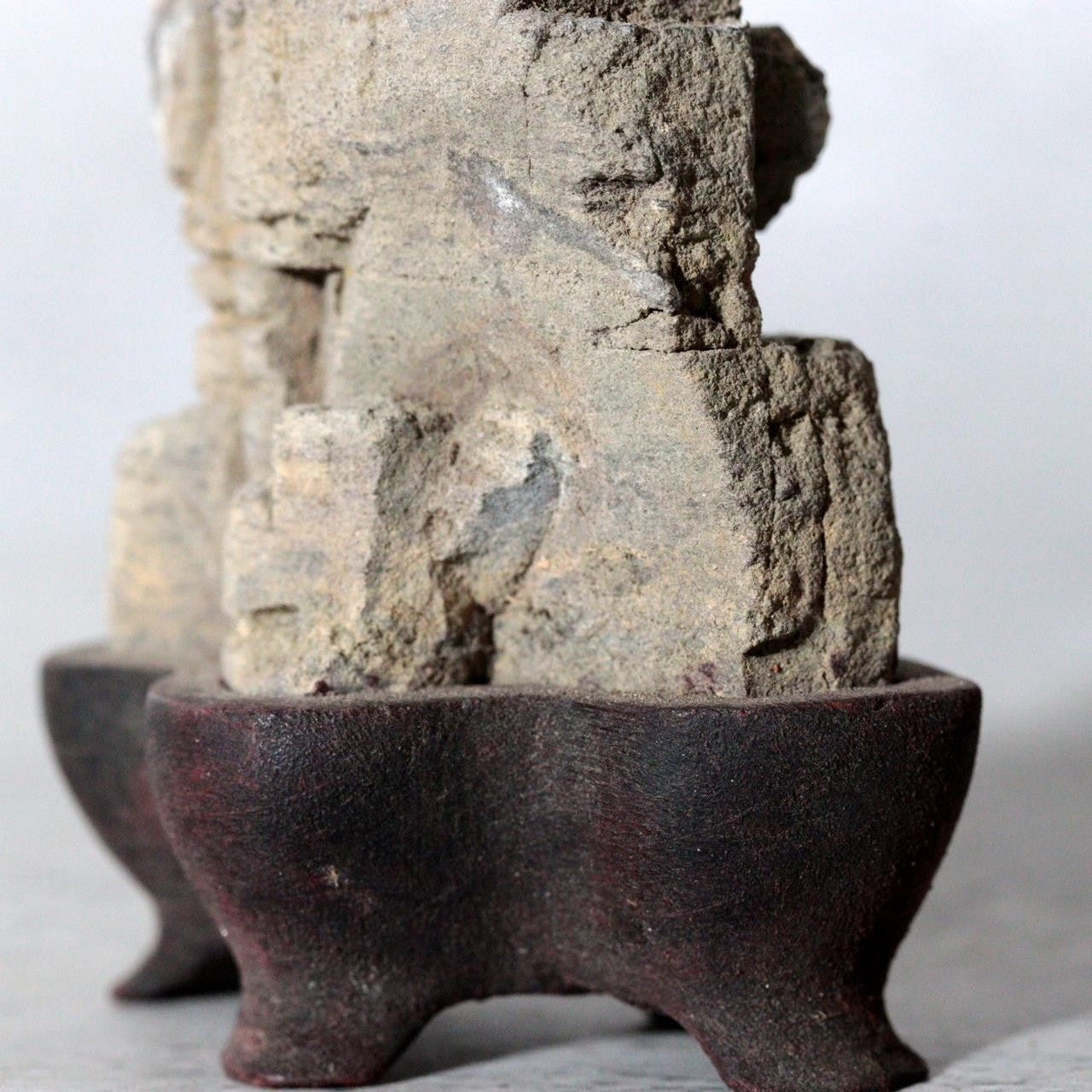 Japanese Ponpira Suiseki Viewing Stone Hokkaido Scholar Rock with Daiza Base9