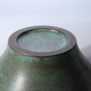 Vintage Heavyweight Japanese Bronze Vase Engraved carp Motif Verdigris Patina9