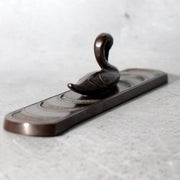 Japanese Takaoka Cast Bronze Silver Inlay Swan Paperweight Okimono Tomobako4