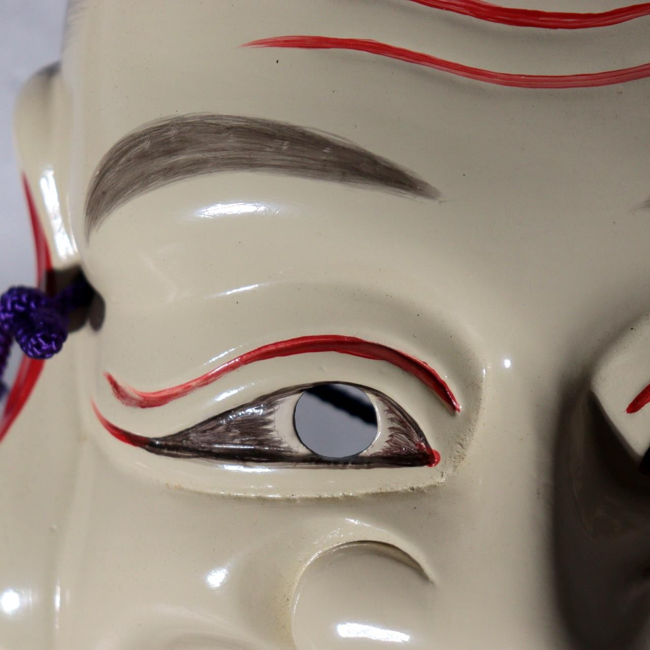 Japanese Carved Wooden Bitchu Kagura Mask Polychrome Tomobako MSK54811