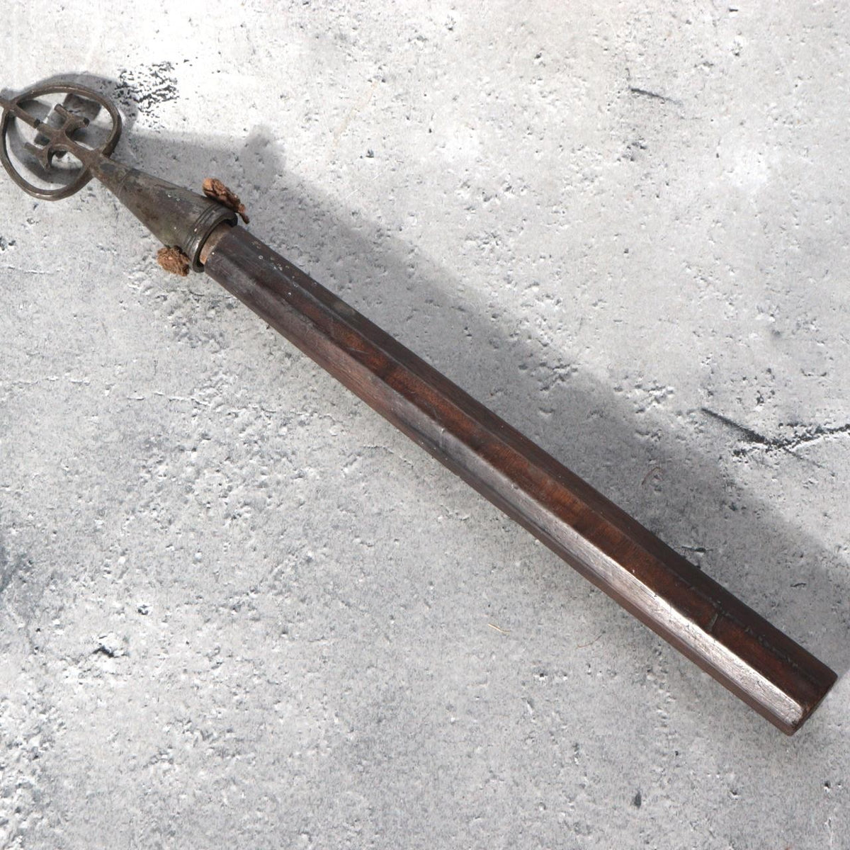 Antique Japanese Buddhist Hand Shakujo Staff Wooden Handle Vajra Motif Edo Meiji6