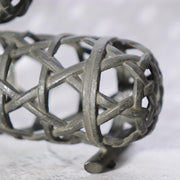 Japanese Bronze Jakago River Basket Flower Holder - Ikebana Suiban Tenpai11