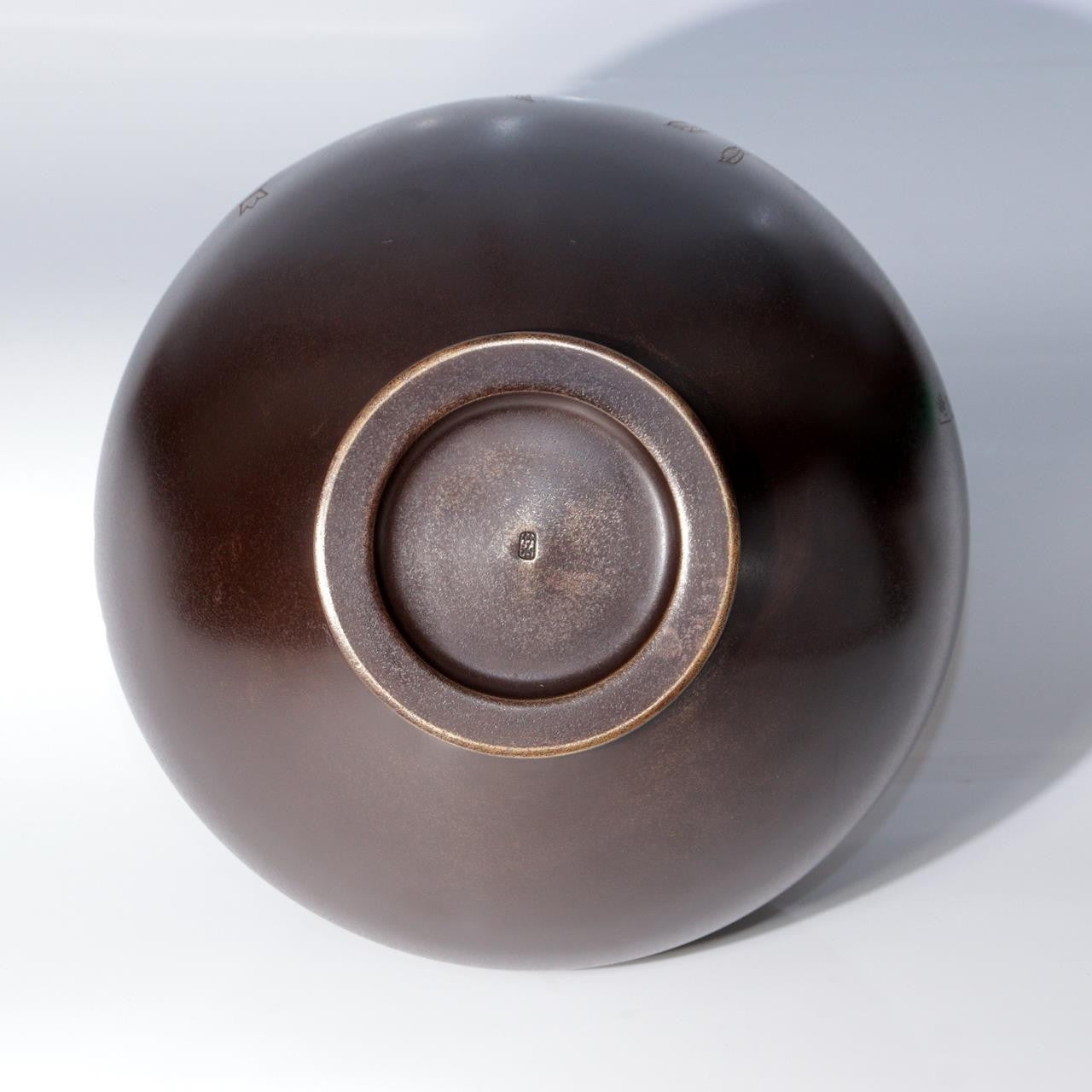 Japanese Bronze Vase by Yoshino Takeji & Takano Shizan Pomegranate Bird Design6