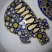 Japanese Cloisonne Enamel Silver Rim Vase Hiroaki Ota Abstract Motif Tomobako15