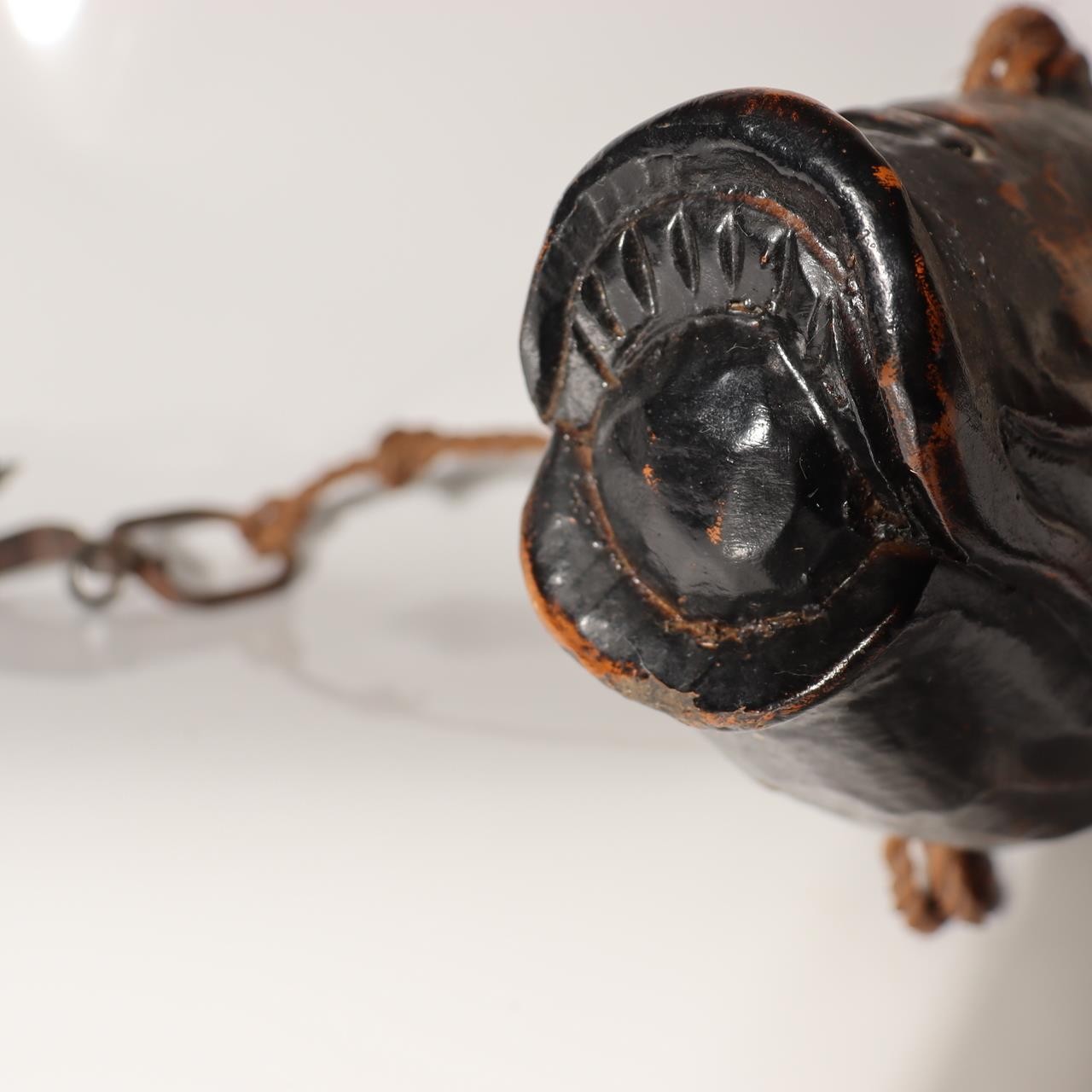 Japanese Vintage  Wood Carved Fish Jizaikagi Yokogi Hearth Hook Crossbar Mingei4